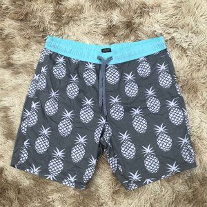Valor Collective Size XL Gray & Light Blue Pineapple Drawstring Athletic Shorts